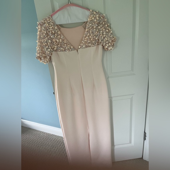 Like New - Light Pink Adrianna Papell Dress with sequin short sleeves - Picture 2 of 4